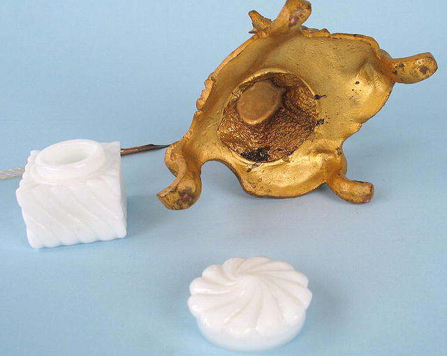 STUNNING GILDED BRONZE ROCOCCO INKWELL WITH DEER c1880