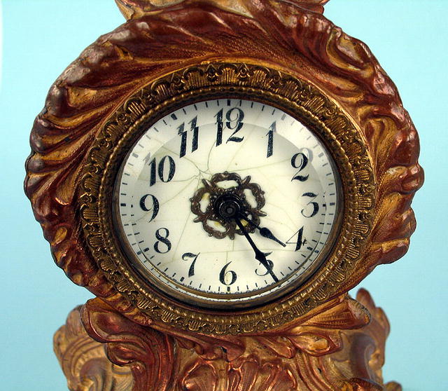 FINE FRENCH GILT BRONZE TABLE CLOCK ROCOCCO