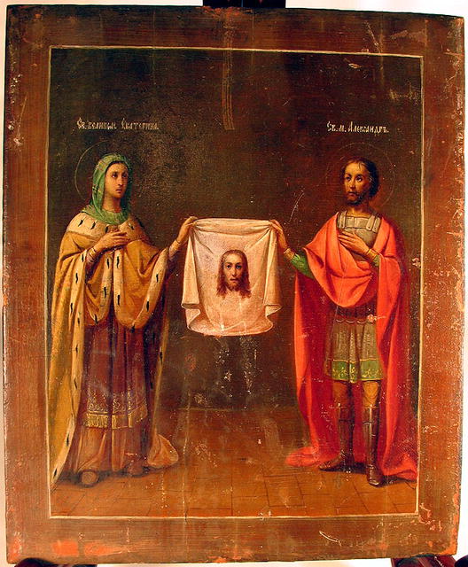 ICON MANDYLION OF EDESSA CLOTH OF VERONICA RUSSIAN 18c