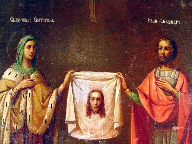 ICON MANDYLION OF EDESSA CLOTH OF VERONICA RUSSIAN 18c