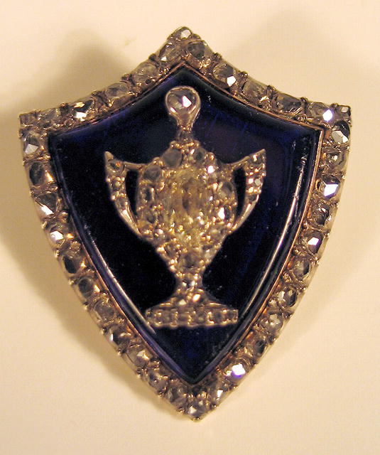 GEORGIAN VERRE EGLOMISE BROOCH 70 DIAMONDS 2+ CARATS