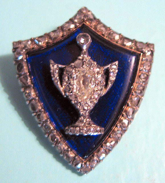 GEORGIAN VERRE EGLOMISE BROOCH 70 DIAMONDS 2+ CARATS
