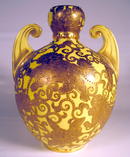 DERBY ENGLISH VASE WITH YELLOW GROUND GILT FOO DOGS