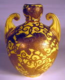 DERBY ENGLISH VASE WITH YELLOW GROUND GILT FOO DOGS