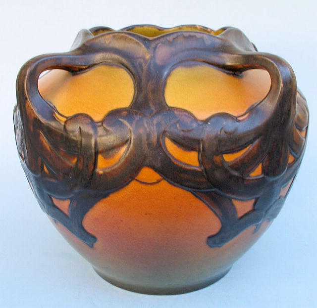 3 HANDLE ART NOUVEAU AUSTRIAN AMPHORA DANISH P & E VASE