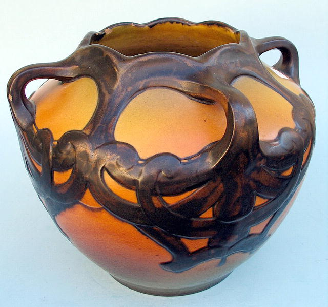 3 HANDLE ART NOUVEAU AUSTRIAN AMPHORA DANISH P & E VASE