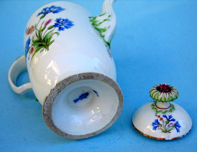FINE MEISSEN MARCOLINI PERIOD TEAPOT FLORAL DRESDEN 18c