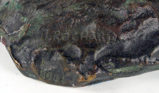 IRENEE ROCHARD BRONZE FIGURE OF ELEPHANT RAISED