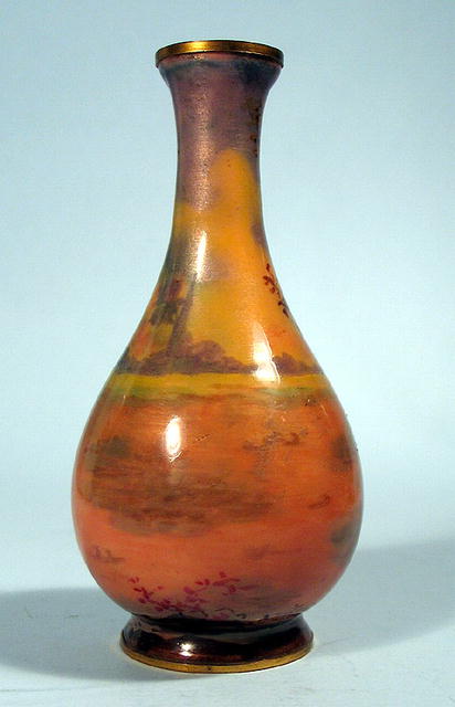 FINE FRENCH ENAMEL VASE WITH WOMAN BALUSTER FORM