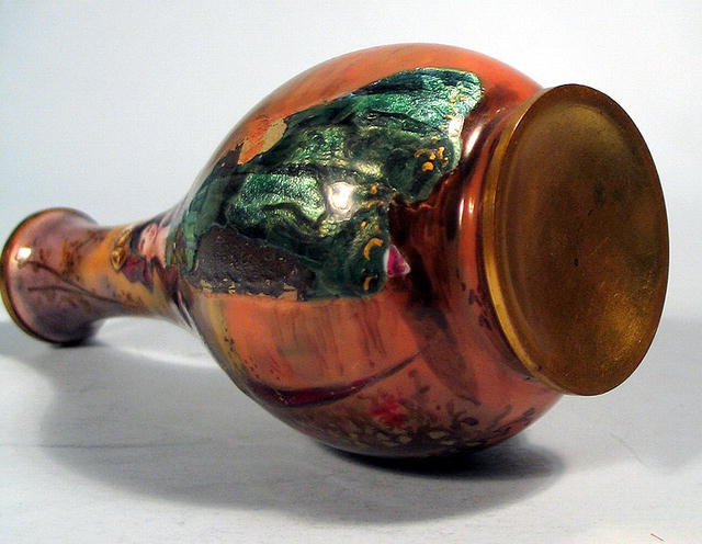 FINE FRENCH ENAMEL VASE WITH WOMAN BALUSTER FORM