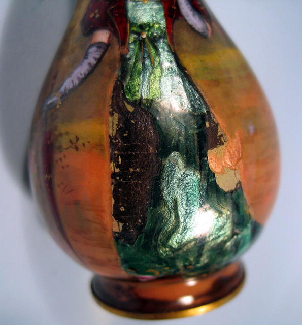 FINE FRENCH ENAMEL VASE WITH WOMAN BALUSTER FORM