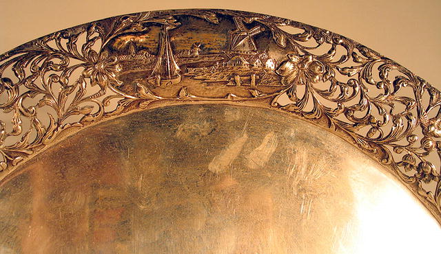 DUTCH RETICULATED STERLING SILVER CHARGER PIERCED