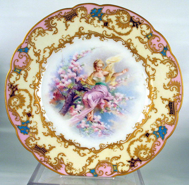 SUPERB SEVRES HAND PAINTED CABINET PLATE VALERE BERNARD
