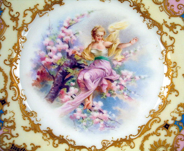 SUPERB SEVRES HAND PAINTED CABINET PLATE VALERE BERNARD
