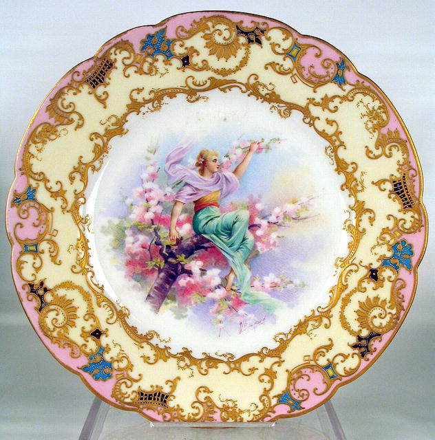 SUPERB SEVRES HAND PAINTED CABINET PLATE VALERE BERNARD
