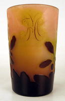 VERY RARE GALLE CAMEO GLASS TUMBLER W/UNUSUAL MONOGRAM
