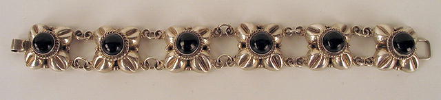 MEXICAN STERLING SILVER BRACELET ONYX EARLY