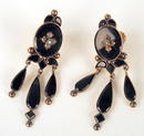OUTSTANDING VICTORIAN 14K GOLD EARRINGS ONYX DANGLES