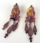 OUTSTANDING VICTORIAN 14K GOLD EARRINGS ONYX DANGLES