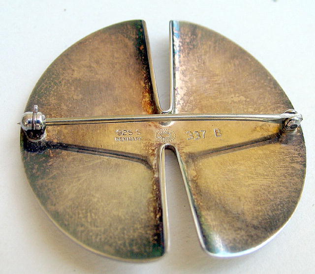 LARGE GEORG JENSEN SIGNED STERLING BROOCH / PIN 337 B