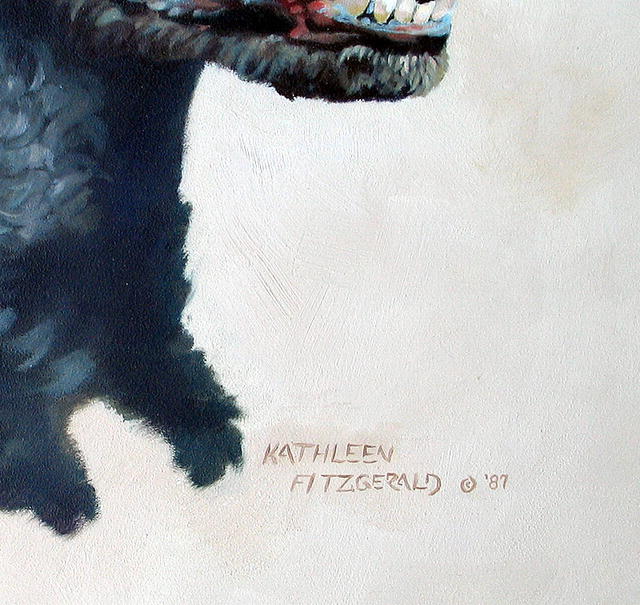 SUPERB KATHLEEN FITZGERALD OIL PAINTING OF BLACK POODLE