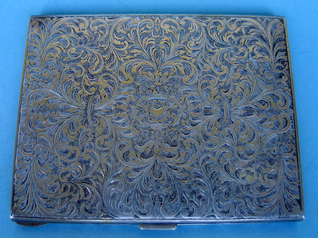 FINE 800 SILVER CONTINENTAL STERLING CIGARETTE CASE