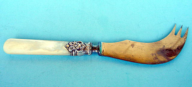 MOTHER OF PEARL HANDLED CHEESE KNIFE A JORDAN ST LOUIS