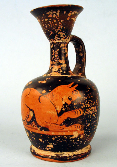 QUALITY ANCIENT GREEK ATTIC EWER RED BLACK LION NICE
