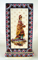 LARGE SAINT DENIS FAIENCE VASE WITH 19TH C WOMAN COLORS