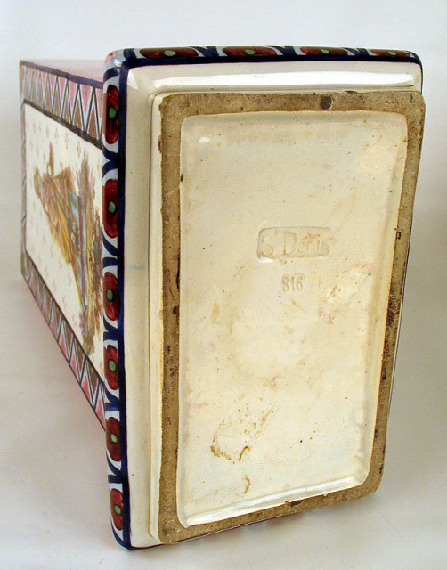 LARGE SAINT DENIS FAIENCE VASE WITH 19TH C WOMAN COLORS
