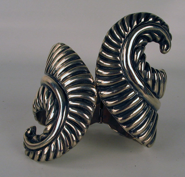 Signed Mexican Taxco Sterling Designer Cuff Bracelet Sterling Eagle mark 3
