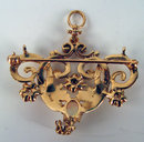 QUALITY 14K GOLD PIN BROOCH PENDANT FIREY OPALS NOUVEAU
