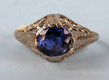 BELAIS 18K WHITE GOLD FILIGREE 1.25 CARAT SAPPHIRE WOW!