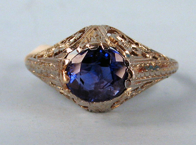 BELAIS 18K WHITE GOLD FILIGREE 1.25 CARAT SAPPHIRE WOW!