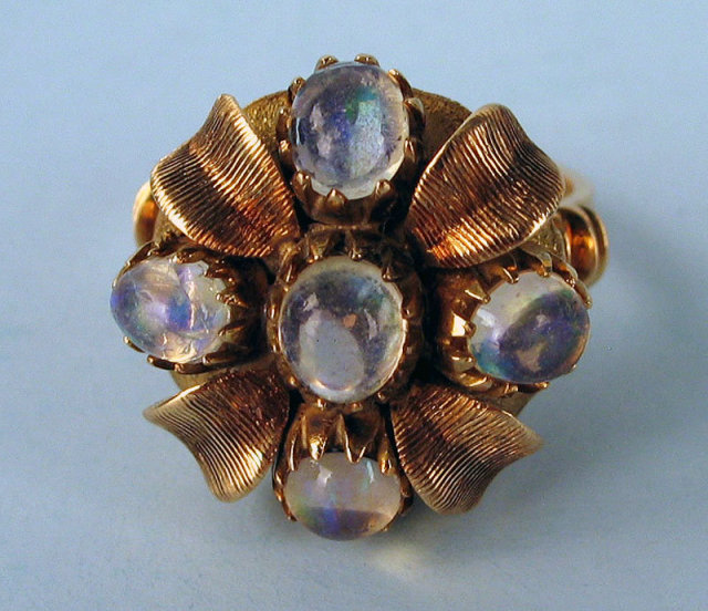 VERY RARE NATURAL JELLY OPAL (5) 14K GOLD RING AMAZING