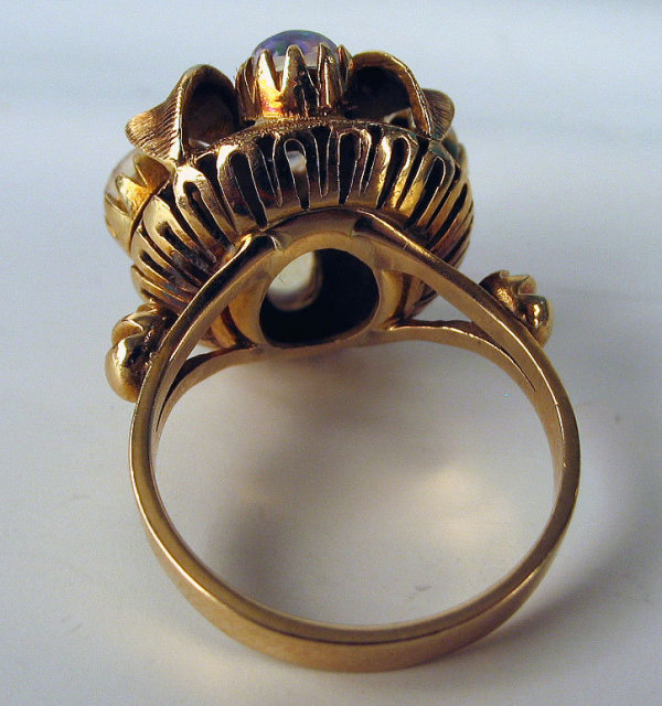 VERY RARE NATURAL JELLY OPAL (5) 14K GOLD RING AMAZING