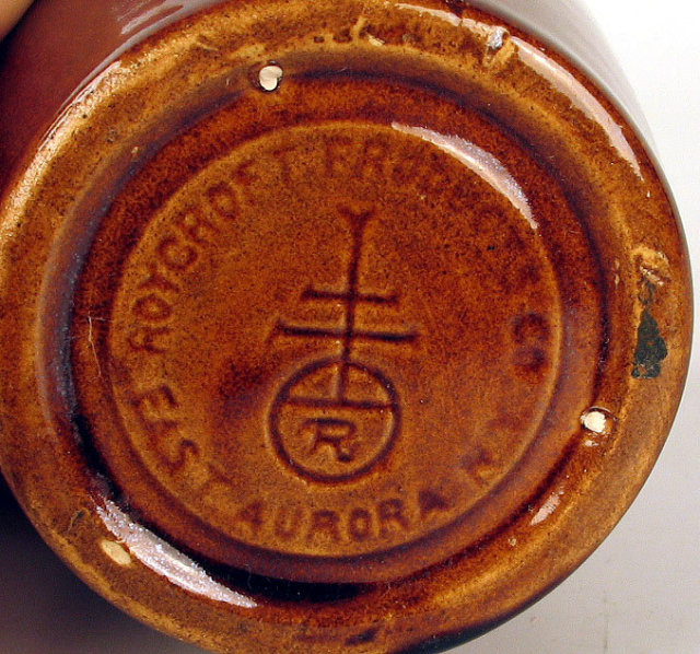 NICE SMALL ROYCROFT STONEWARE POTTERY JUG MAPLE SYRUP