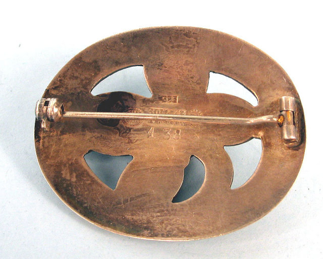 GEORG JENSEN STERLING SILVER BROOCH 138 GARNET CABOCHON