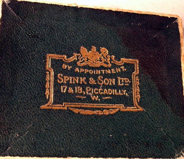 Very nice set of English WWI medals from the firm of Spink and Son Piccadilly. Includes original box extra ribbon and 3 medals set on a bar pin. Fantastic set in excellent condition. About 2