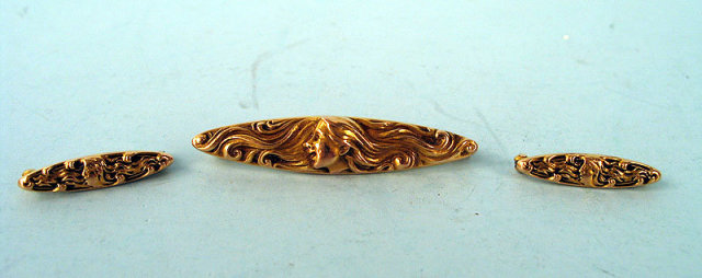 KREMENTZ ART NOUVEAU 14K GOLD BEAUTY PINS (3)