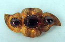 FINE VICTORIAN 14K BROOCH 3 GARNET CABOCHONS