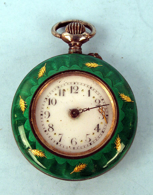 FABULOUS ENAMEL AND SILVER SWISS LADIES POCKET WATCH