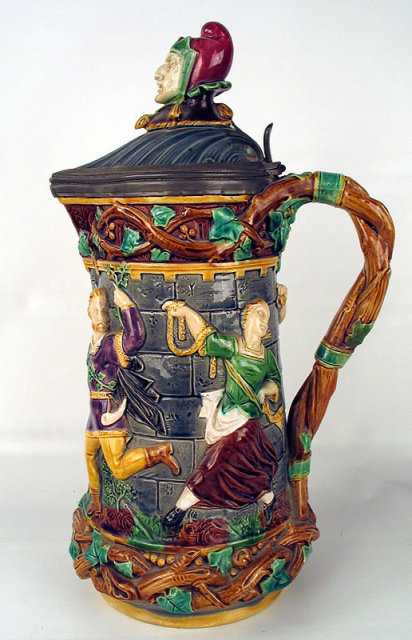 MINTON PITCHER JUG JESTERS HEAD DANCING FIGURES VINES RARE