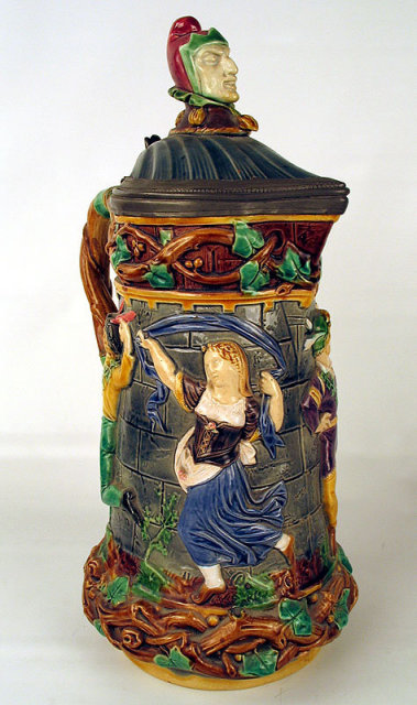 MINTON PITCHER JUG JESTERS HEAD DANCING FIGURES VINES RARE