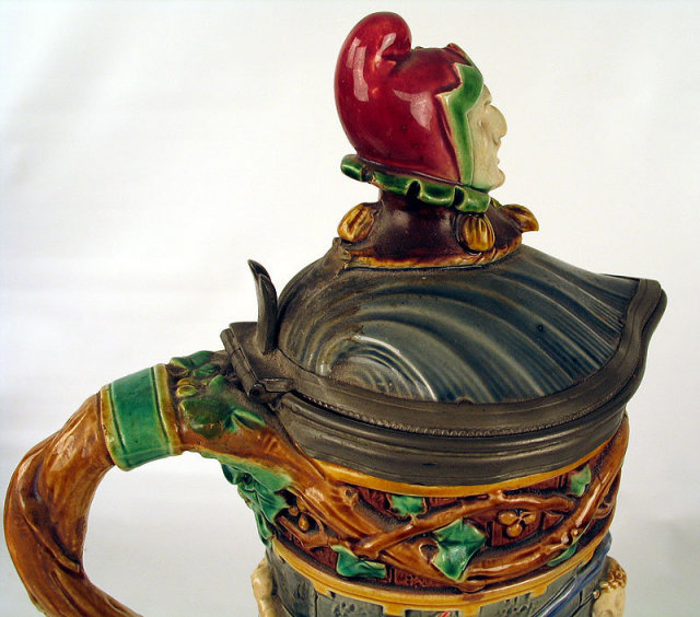MINTON PITCHER JUG JESTERS HEAD DANCING FIGURES VINES RARE