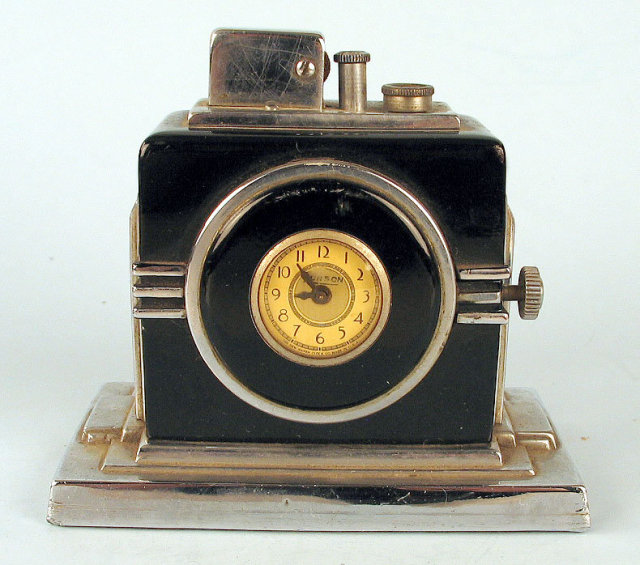 Ronson Art Deco Touch Tip and Watch Combo Rare