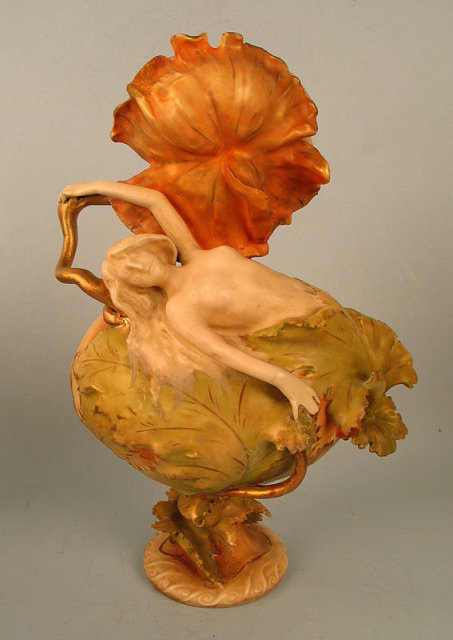 FANTASTIC ART NOUVEAU AMPHORA RSTK FIGURAL VASE