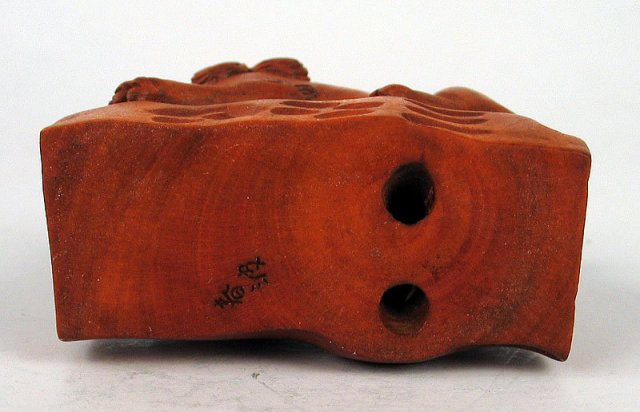 FINE CHERRY WOOD JAPANESE MEIJI NETSUKE SIGNED FOO FU OR SHISHI DOG