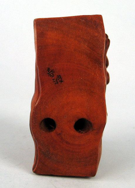FINE CHERRY WOOD JAPANESE MEIJI NETSUKE SIGNED FOO FU OR SHISHI DOG