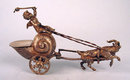 AMAZING STERLING SILVER CHERUB RIDING IN SNAIL CART PULLED BY GOAT SALT DIP
